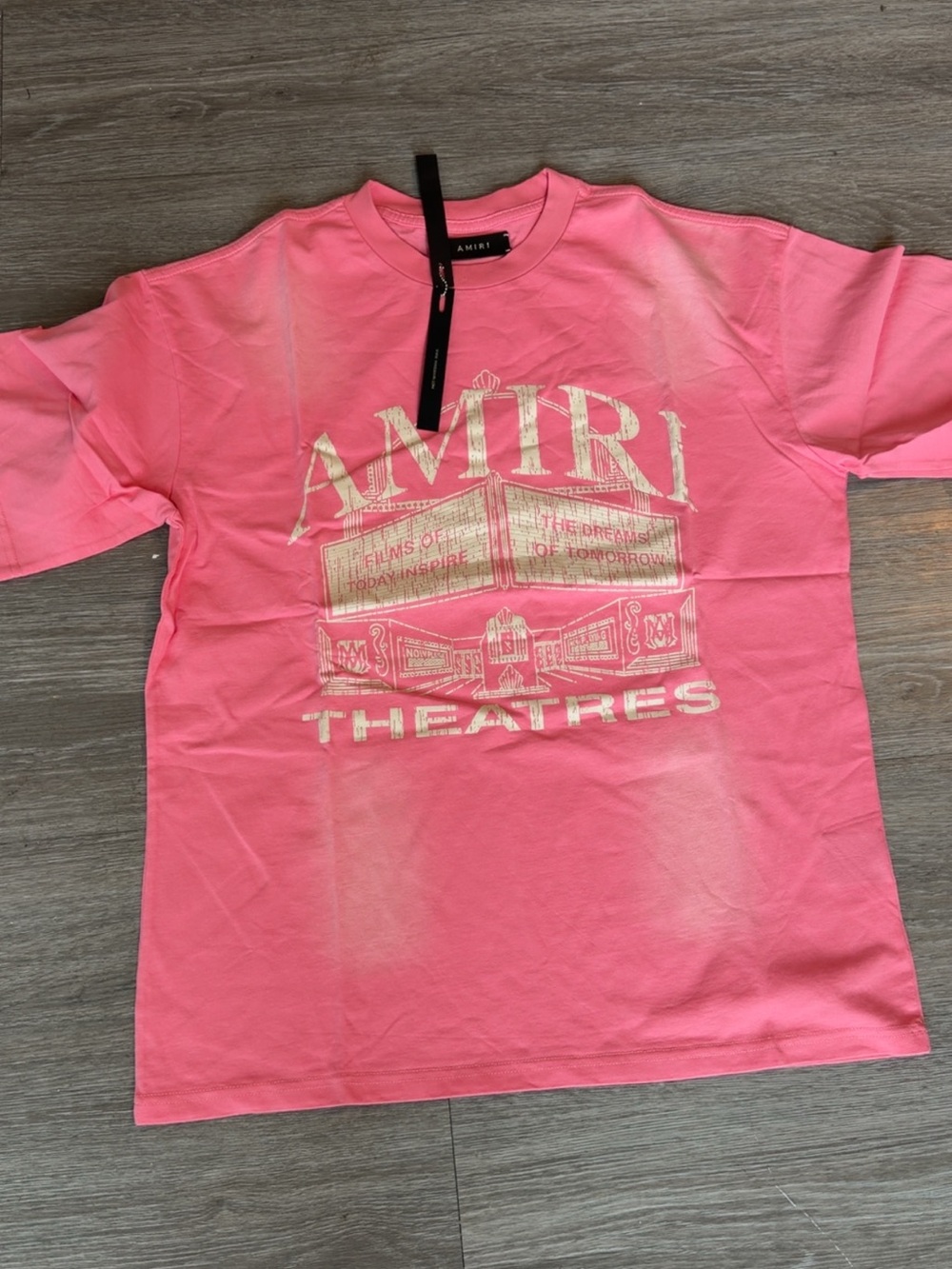 AMIRI Men Pink Graphic 'Theatres' Short Sleeve Tee